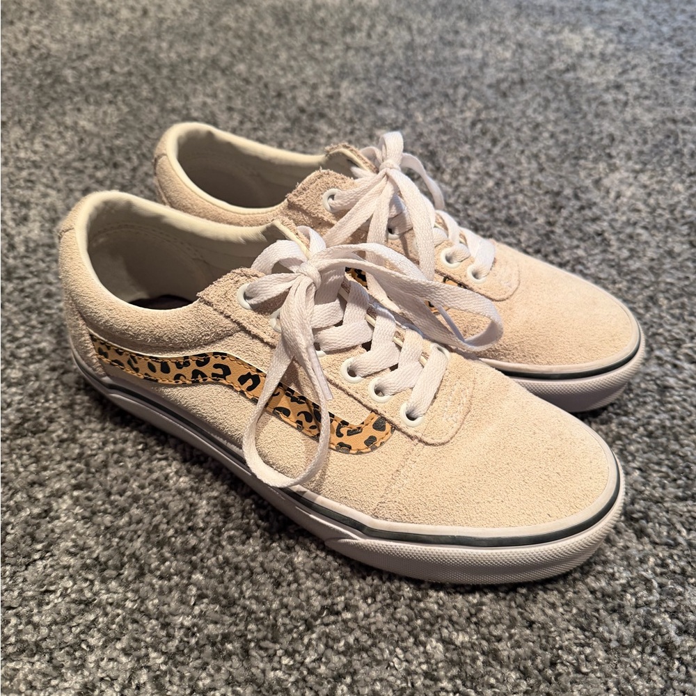 VANS Cream and Leopard Women's Sneakers